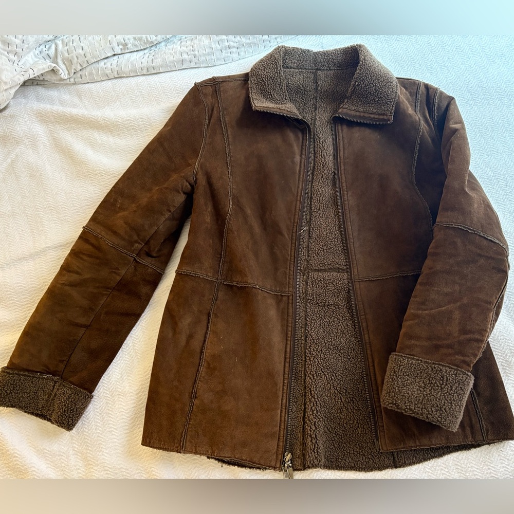 Vintage Dark Brown Shearling Leather Jacket-  New York by Winlet